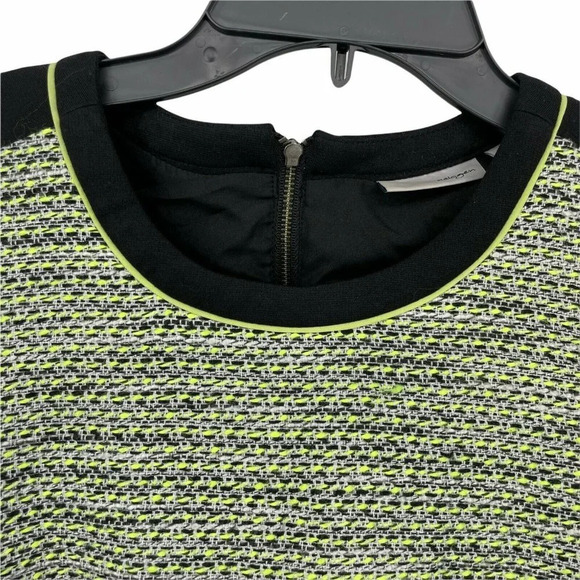 Halogen Dress Women's Sz 0 Lime Green Mini Sheath Bodycon Round Neck Cap Sleeve - Picture 6 of 6